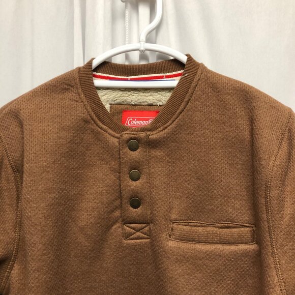 Coleman Quilted Pullover Mens Sz Small Relaxed Sherpa Long Sleeve Sweatshirt NEW - Picture 2 of 9